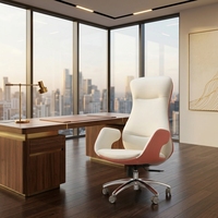 Fauteuil de bureau exécutif moderne en gros, ergonomique, en cuir PU, pivotant, réglable en hauteur, pour bureau à domicile, avec cadre en bois et dossier inclinable