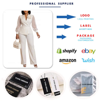 Costume pour femmes D3383, vêtements de bureau, veste de costume à manches longues en maille + pantalon large, ensemble deux pièces, ensemble de blazer, ensemble de costumes de bureau pour femmes