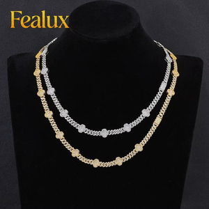 Mặt dây chuyền Hip Hop Fealux Ice Out mạ bạc 925, thiết kế tùy chỉnh, đá Moissanite VVS D, kiểu dây xích, mặt dây chuyền hình cỏ bốn lá, dây chuyền kiểu Cuban dành cho nam - Product Image 1