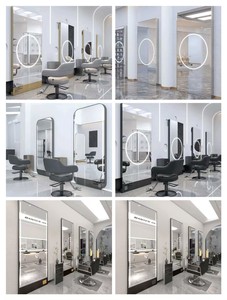 Modern Luxury Hair Salon Furniture <b>Set</b> <b>Square</b> Oval Mirrors for Barbershops Malls Factory Design Light Duty Sober Glass Great - Product Image 6