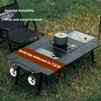 Table tactique ultra-légère en alliage d'aluminium pour l'extérieur - Table pliante 2-en-1 réglable en 5 positions, portable pour camping et pique-nique, résistante aux intempéries