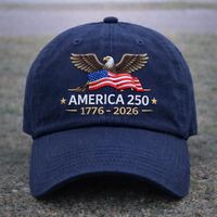 Casquette de baseball et T-shirt brodés vintage de haute qualité, thème patriotique Amérique 250e anniversaire 2026, États-Unis
