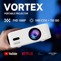 Mini Projecteur WiFi Portable 300 Pouces 1000 CVIA, Vidéoprojecteur LED 4K HD pour Home Cinéma, Projecteur Extérieur 4K