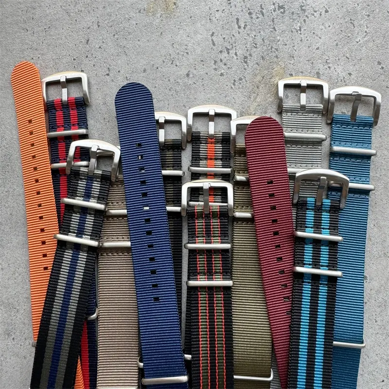 Top Quality adjustable Webbing Fabric Nylon Watch Strap 18mm 20mm 22mm 24mm Watch Bands
