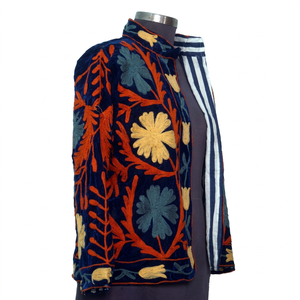 Chaqueta de Algodón Acolchada Estilo Boho Suzani, Bordada a Mano, Ecológica, Diseño Artístico, Ideal para Festivales, Superventas - Product Image 1