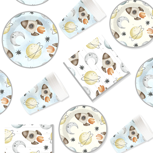 DAMAI Artículos para Fiesta de Cumpleaños Espacial, Platos, Vasos y Servilletas de Papel con Temática Espacial, Decoraciones Desechables para Fiesta Galáctica para 8 Personas - Product Image 2