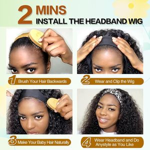 Perruques Afro Bouclées Crépues pour Femmes Noires, <span class=keywords><strong>Longue</strong></span> <span class=keywords><strong>Perruque</strong></span> Bandeau Synthétique Classique, Cheveux Ondulés Bouclés Printaniers Volumineux, Perruques Sans Colle - Product Image 6