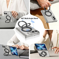 Étui de téléphone pliable magnétique à couverture intégrale antichoc avec protection à 360° °   Support rotatif pour anneau de téléphone avec coque de protection pour iPhone Duo 18 Fold
