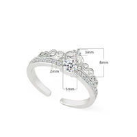 Bague ajustable en acier inoxydable doré argenté avec strass et pierre taille princesse pour femmes et jeunes filles, cadeau d'anniversaire ou de promesse