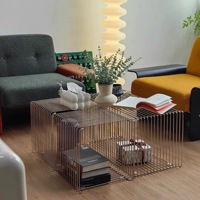 Table d'appoint de canapé au design créatif, en métal, robuste et durable, table basse de rangement, étagère de rangement mobile, meubles multifonctionnels