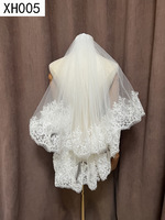 LUOXIN New White Simple Wedding Lace Veil Bridal Two Layer Veil Short Tulle With Comb