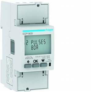 ECP180D Personalizzabile con contatore monofase Hagers da 80 A con uscita a impulsi MID 2 moduli - Product Image 1