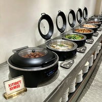 Pemanas Makanan Buffet Elektrik, Wadah Chafing Dish Individual dengan Jendela, Kompor Buffet Stainless Steel 6L 400W 220-240V, Peralatan Dapur