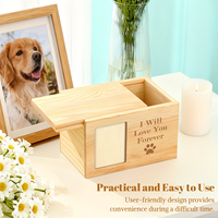 Urne funéraire en bois pour animaux de compagnie avec porte-photo, cercueil en bois pour animaux, couvercle coulissant, boîte à souvenirs pour animaux, urne funéraire en bois pour animaux