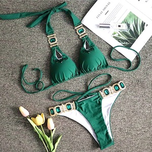 2020 Venta caliente de las mujeres de cristal de joyería de diamante Bikini vendaje de dos piezas traje de baño Bikini - Product Image 3