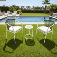 Chaise de jardin en alliage d'aluminium, design empilable confortable, résistante aux intempéries, avec tressage en corde, pour salle à manger et salon