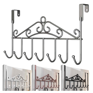 Многофункциональный настенный органайзер для хранения за дверью: крючки для одежды, сумок, без сверления, металлические - Product Image 2