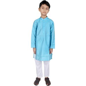 Boys Sky Blue Rayon Kurta Set Full Sleeve| Traditional Ethnic Indian Pakistani Style <b>Wedding</b> Festival Wear Casual Outfit <b>for</b> Kid - Product Image 1