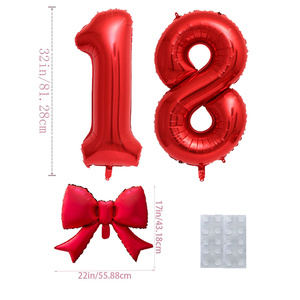 Venta al por Mayor de Sets de Globos de Aluminio con Número 18 para Cumpleaños, Decoración para Ceremonias de Mayoría de Edad - Product Image 3