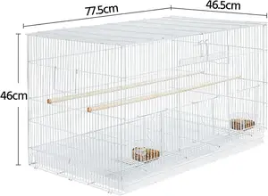 White 76 X 45 X 45 Cm Metal Wire Foldable Bird Cages Parakeets And Other Birds Parrot Breeding Cages Flight Cage With Perches