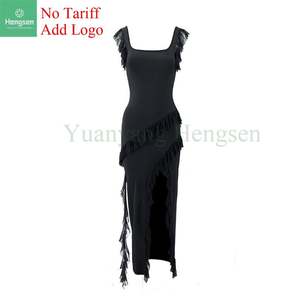 <span class=keywords><strong>Robe</strong></span> longue fendue en mousseline de soie à volants avec <span class=keywords><strong>jupon</strong></span> élégant pour femmes sur mesure pour femmes - Product Image 4