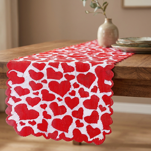 Hot Sale Valentine's Day Party Home Decoration <b>Plant</b> Pattern Cotton Woven Vintage Customizable Durable <b>Table</b> Runner - Product Image 3