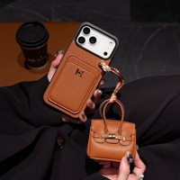 Étui de téléphone en PU Litchi de luxe pour iPhone 18 Pro Max avec étui universel en cuir pour Airpods