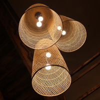 Lustre suspendu artistique en bambou tressé, style Zen, hauteur réglable, commande vocale pour hôtels, villas, salons