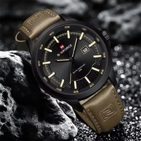   NF9248 Jam Tangan Kasual Tahan Air Quartz Pria 9248 Jam Tangan Olahraga Kulit Kalender Fashion Pria Jam Relogio Masculino