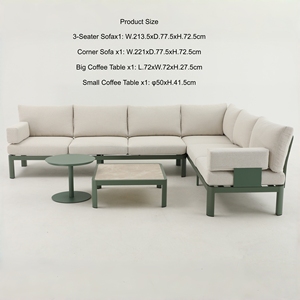 Ensemble de mobilier d'extérieur en aluminium KD pour balcon, imperméable, avec canapé d'angle et chaise longue – Vente en gros - Product Image 3