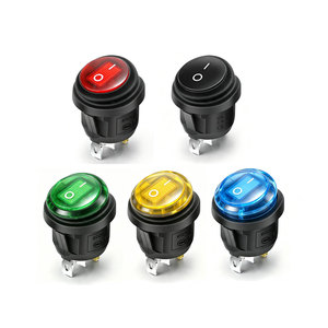 1pcs 20mm on / off SPST Round waterproof boat LED rocker switchlight <b>12V</b> 24V 110V 220V power button <b>switch</b> on off - Product Image 1