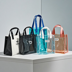 Toptan su geçirmez temizle alışveriş taşıma çantası moda şeffaf plaj Pvc plastik hediye çantası için alışveriş çantası