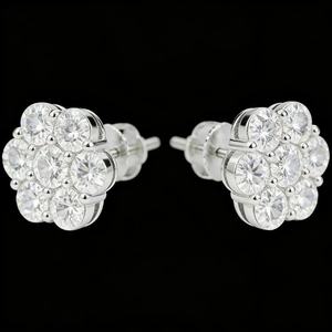 Cluster Flower S925 Moissanite <b>Earrings</b> <b>Men</b> Hiphop 925 Sterling Silver Moissanite Stud <b>Earrings</b> with GRA Certificate - Product Image 2