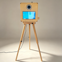 Nouvelle machine photobooth tout-en-un en bois avec écran tactile de 15,6 pouces, imprimante intégrée et support pour appareil photo pour mariage, fête ou événement