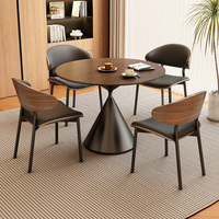 Table et chaises de salle à manger en marbre de style rustique ; Table de conférence ronde haut de gamme, esthétique luxueuse, pour usage domestique et commercial