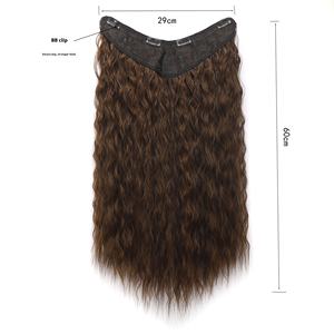 Perruque mi-longue bouclée crépue en forme de V |   Extension de <span class=keywords><strong>cheveux</strong></span> synthétique en une seule pièce avec des boucles <span class=keywords><strong>afro</strong></span> texturées - Product Image 6