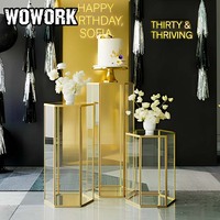 Supports cylindriques dorés pour gâteaux, décoration de mariage, présentoir de desserts, vente en gros d'usine WOWORK Fushun 2026, pour décorations de fête