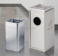 Poubelle en acier inoxydable d'une capacité de 30 litres avec cendrier intérieur amovible pour bureau, hôtel, restaurant, entrée publique