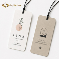 Étiquettes volantes personnalisées en papier avec logo imprimé de l'usine Jiny, conception de marque, étiquettes volantes personnalisées pour vêtements et sacs, OEM ODM sur mesure