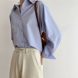 Solido bianco Donne Button Camicia In <span class=keywords><strong>Raso</strong></span> Manica Lunga Signore Ufficio Elegante Camicetta - Product Image 2