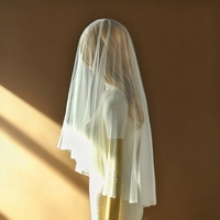 Voile de mariée léger monocouche, petit voile en maille souple pour accessoires de mariage, style libre