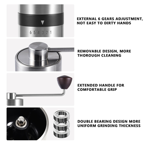 Accessoires pour expresso, moulin à café manuel en acier inoxydable avec meule réglable, bouteille en verre de 100 ml, moulin à grains de café - Product Image 4