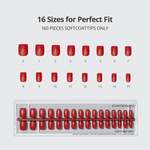 BTArtbox SCOATTIPS XS - Puntas de Uñas Rojas para Salón, 160 Piezas, Venta al por Mayor, Gel Suave, Extra Cortas, Cuadradas, Otoño Invierno, Uñas Artificiales a Presión - Product Image 4
