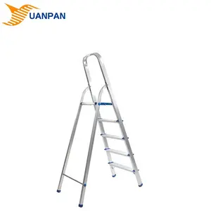 Winkel Aluminium Opvouwbare 38.6Inch 5 Kleine Opstap Loft Ladder Met Leuningen Grafiekontwerp