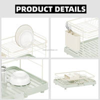WIREKING Petit égouttoir à vaisselle en plastique antirouille, porte-assiettes pour 14 assiettes avec bac de récupération des eaux détachable pour la cuisine
