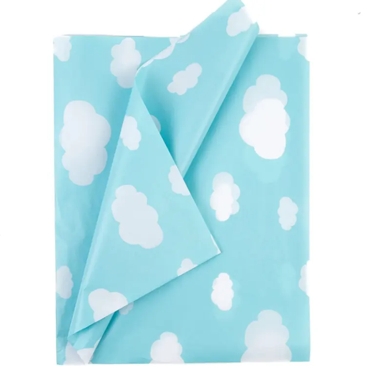 Blue Mermaid gift packaging tissue paper sky blue clouds wrapping paper custom print gift wrapping paper