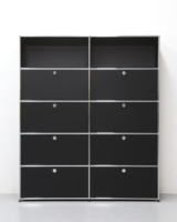 Meuble modulaire en acier inoxydable d'inspiration moderne, unité de rangement extensible, buffet, meuble TV, système d'étagères ouvertes