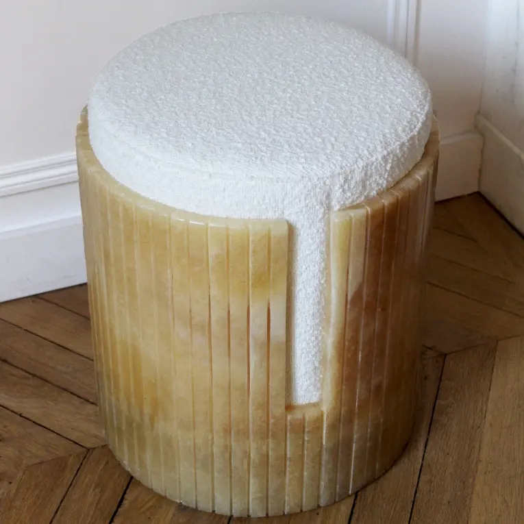 SHIHUI Natural Stone Home Furniture Marble Dolce Stool Stool Footrest Footstool Ottoman With Marble Leg For Living Room
