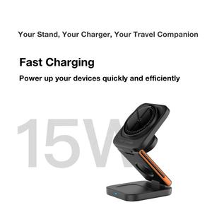 Smart Portable Phone Stand 15W Mobile <b>Watch</b> Earphone 4 in 1 Quick Charging Station Dock Wireless <b>Charger</b> - Product Image 2