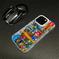 Coque de téléphone portable DIY Mario mécanique de dessin animé, mignonne, avec gravure au radium, antichoc, en TPU, support pour 17/16/15/14/13 Pro Max